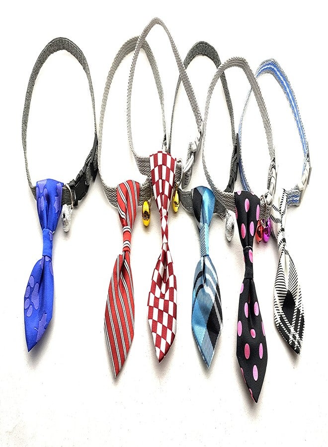 Pups&Pets Cat & Dog Collar Tie Adjustable Safety Buckle Dog Cat Accessories Fashion Checkered Bow tie with Bell - Pack of 2 - Image 1